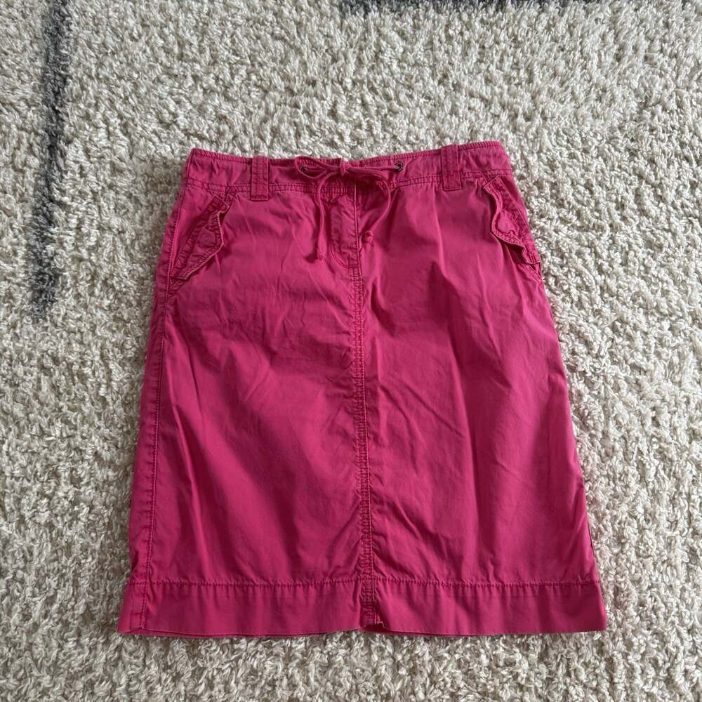 Y2K J CREW CHINO Classic Twill Hot Pink Cotton Straight Midi Skirt Size 2 Cotton